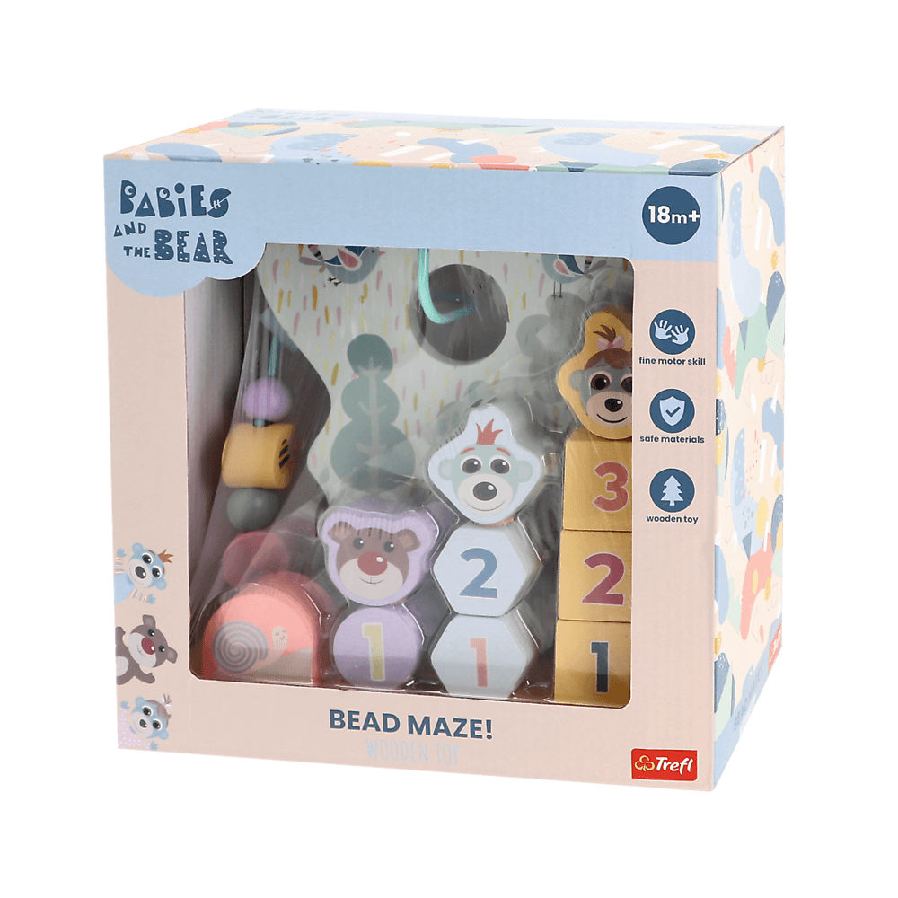 Zabawka Drewniana Bobaski I Mi Bead Maze Shapes Numbers Trefl