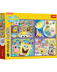 Puzzle SpongeBob 4 x 250 el. Szalony świat SpongeBoba - opakowanie