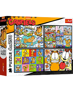 Puzzle Garfield 4 x 250 el. Garfield nie lubi poniedziałków - opakowanie