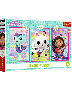 Puzzle Koci Domek Gabi 3 x 50 el. Poznajcie Gabby i kotki