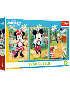 Puzzle Disney 3 x 50 el. Myszki na wakacjach - opakowanie