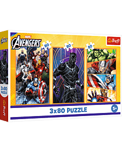 Puzzle Marvel 3 x 80 el. Dni pełne akcji - opakowanie