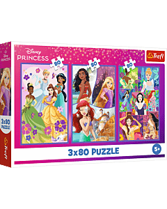 Puzzle Disney 3 x 80 el. Księżniczki przyjaciółki - opakowanie