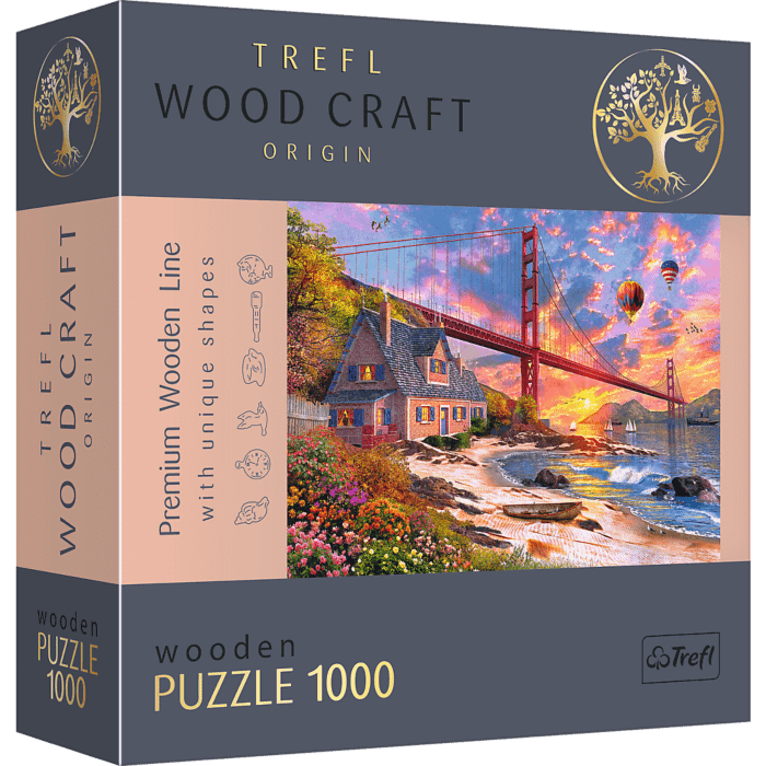 Puzzle drewniane 1000 el. Zachód słońca nad Golden Gate