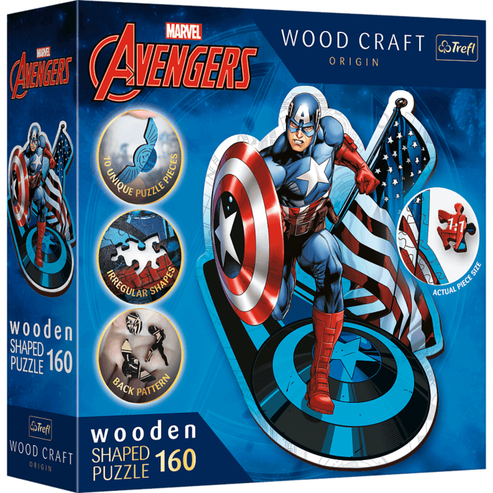 Puzzle drewniane Avengers 160 el. Nieustraszony Kapitan Ameryka