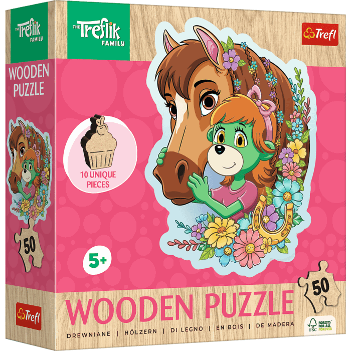 Puzzle drewniane Rodzina Treflików 50 el. Wesoła Rodzina Treflików