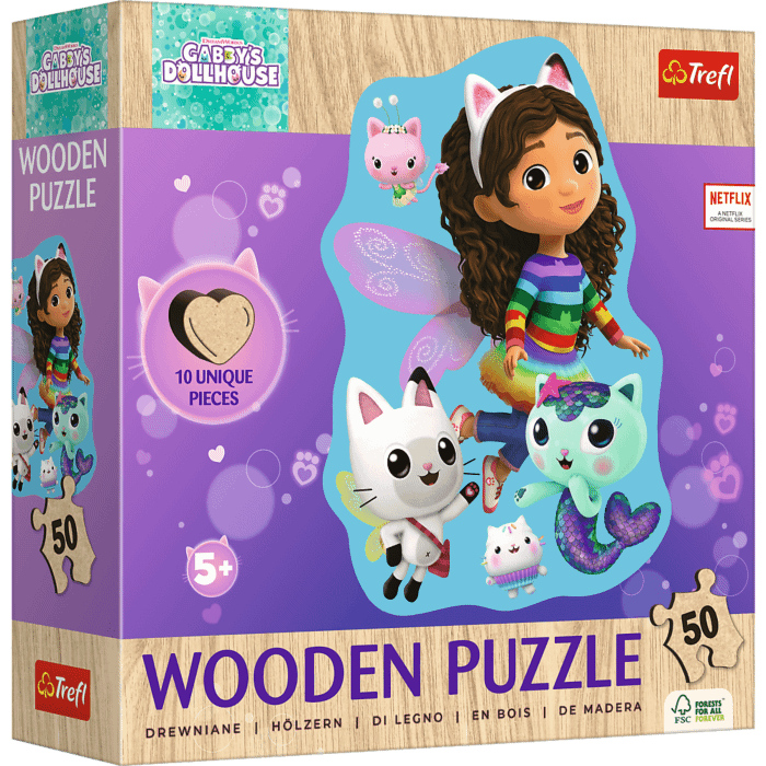 Puzzle drewniane Koci Domek Gabi 50 el. Wesoła Gabby