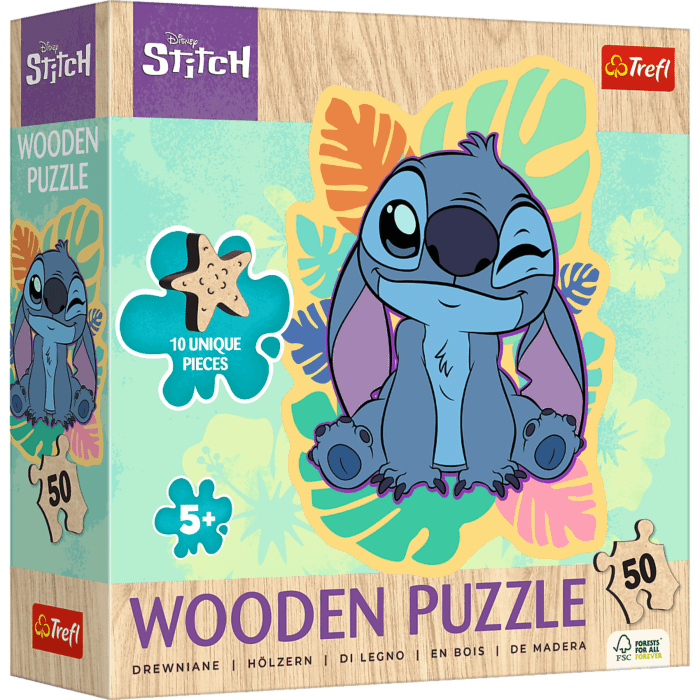 Puzzle drewniane Lilo & Stitch 50 el. Wesoły Stitch