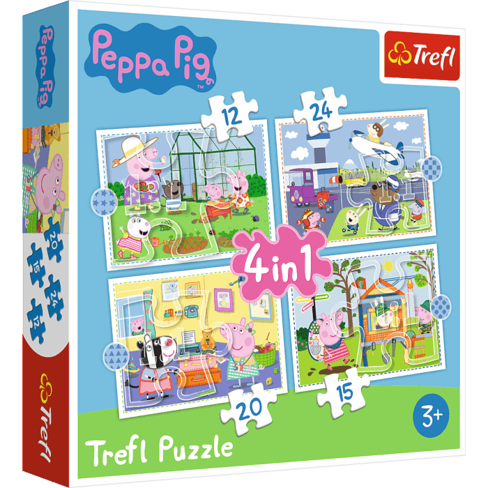 Puzzle 4w1 Świnka Peppa Wspomnienia z wakacji