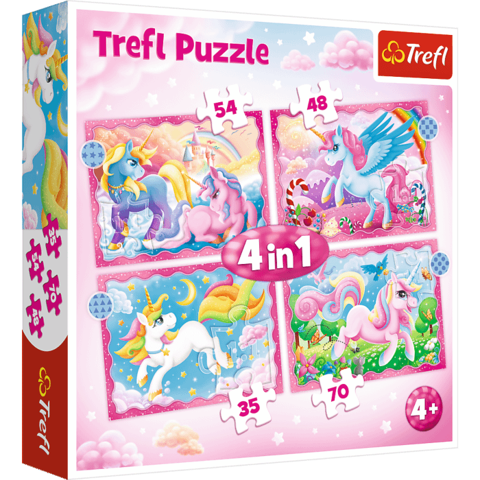 Puzzle 4w1 Jednorożce i magia