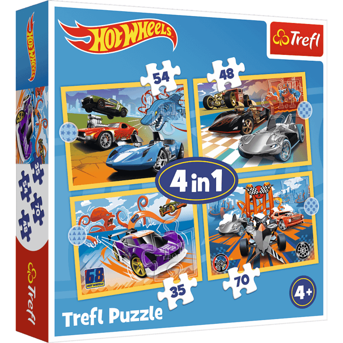 Puzzle Hot Wheels 4w1 Pojazdy Hot Wheels