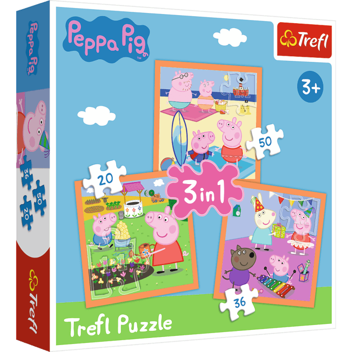 Puzzle 3w1 Świnka Peppa Pomysłowa Świnka Peppa