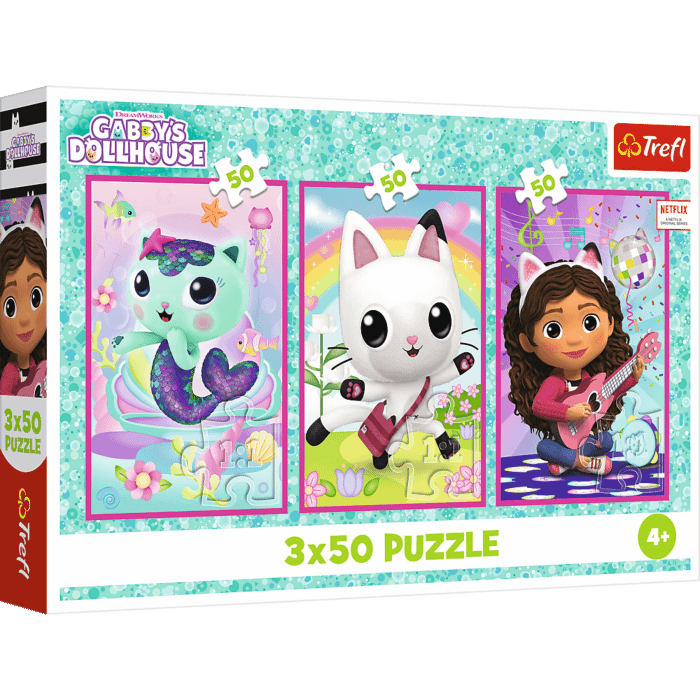 Puzzle Koci Domek Gabi 3 x 50 el. Poznajcie Gabby i kotki