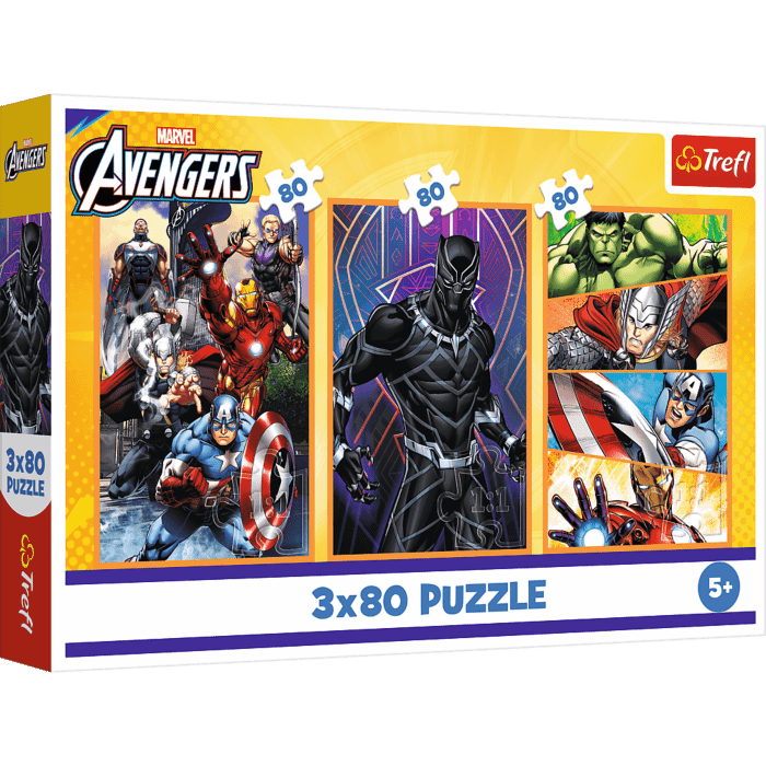 Puzzle Marvel 3 x 80 el. Dni pełne akcji