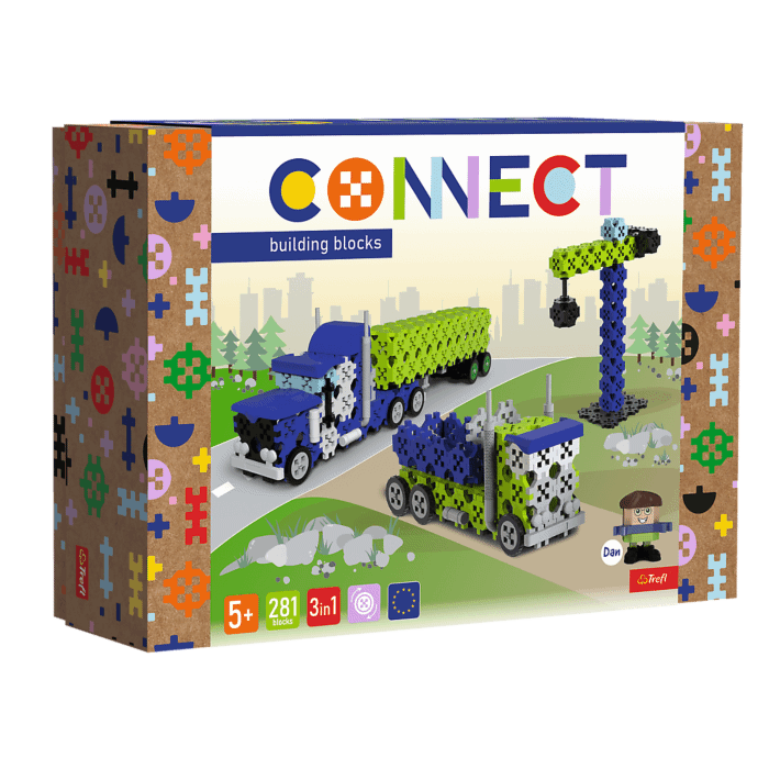 Zestaw klocków Connect 3w1: Ciężarówka / Plac budowy