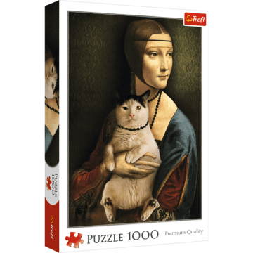 Dama z kotem puzzle 1000 elementów Trefl