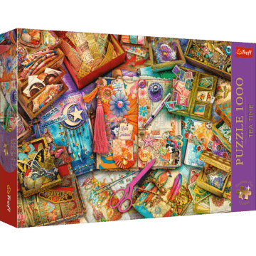 Puzzle Premium Plus Quality 1000 el. Tea Time: Biurko dziennikarza - opakowanie