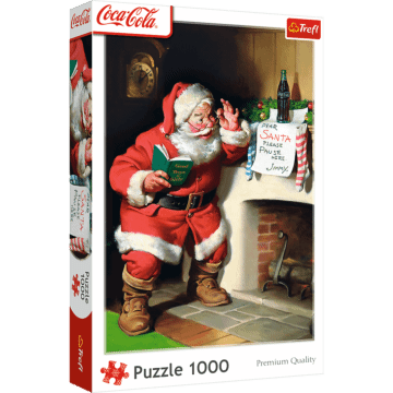 Puzzle Coca-Cola 1000 el. Mikołaj przy kominku - opakowanie