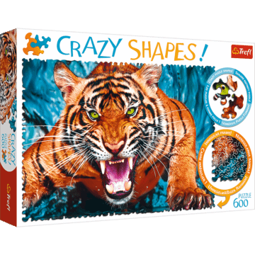 Oko w oko z tygrysem - Crazy Shapes - puzzle 600 od Trefl