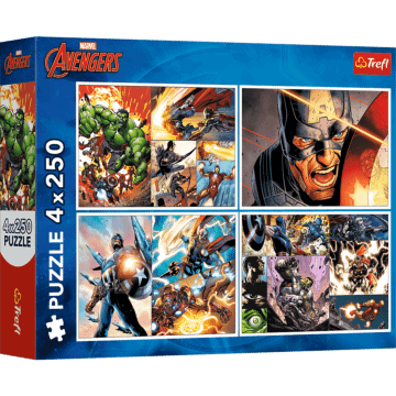 Puzzle Marvel 4 x 250 el. Bohaterskie dni - opakowanie