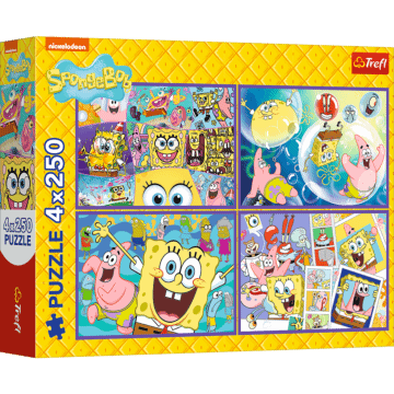 Puzzle SpongeBob 4 x 250 el. Szalony świat SpongeBoba - opakowanie