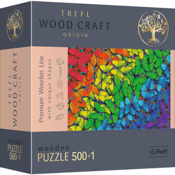 Tęczowe motyle puzzle drewniane wood craft Trefl.