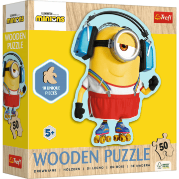 Puzzle drewniane Minionki 50 el. Szalony Minionek - opakowanie