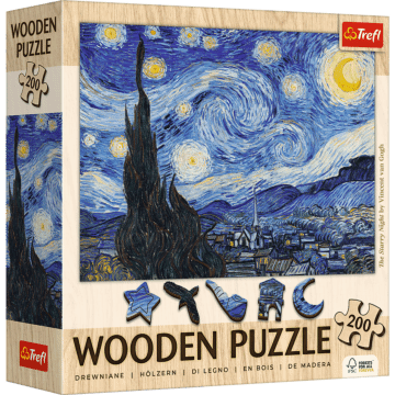 Puzzle drewniane 200 el. Gwiaździsta Noc, Vincent van Gogh - opakowanie