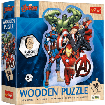 Puzzle drewniane Marvel 50 el. Przygody Avengers - opakowanie