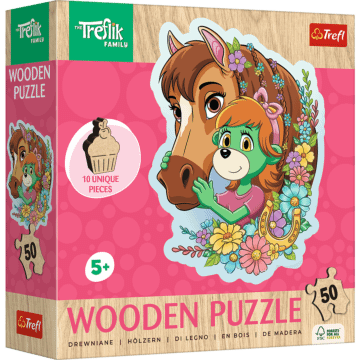 Puzzle drewniane Rodzina Treflików 50 el. Wesoła Rodzina Treflików - opakowanie