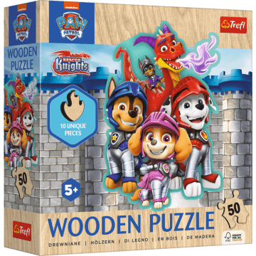 Puzzle drewniane Psi Patrol 50 el. Przygody z Psim Patrolem - opakowanie