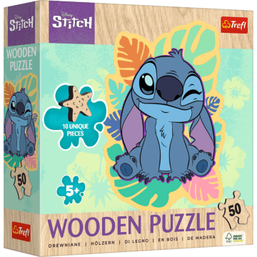 Puzzle drewniane Lilo & Stitch 50 el. Wesoły Stitch - opakowanie