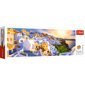 Opakowanie puzzli panoramicznych 1000 elementów - Zachód słońca na Santorini, Grecja