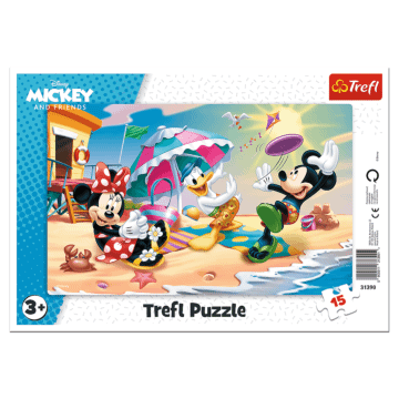 Puzzle ramkowe Myszka Miki 15 el.  Zabawy na plaży