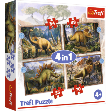 Puzzle 4 w 1 dinozaury trefl