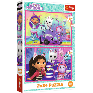 Puzzle Koci Domek Gabi 2 x 24 el. Zabawy z Gabby - opakowanie