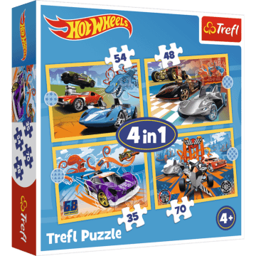 Opakowanie puzzli dla dzieci 4w1 - Pojazdy Hot Wheels