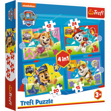 Puzzle 4w1 PAW Patrol, Biegnące Pieski - opakowanie