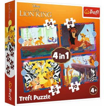 Puzzle 4w1 Król Lew, Odważny Król Lew