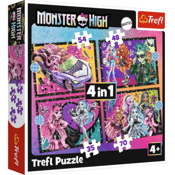 Puzzle 4w1 Monster High, Elektryzujący dzień Monster High