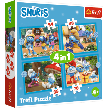 Puzzle 4w1 Smerfy, Wioska Smerfów - opakowanie