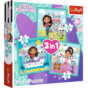 Puzzle 3w1 Gabby's Dollhouse, Aktywności Gabby - opakowanie