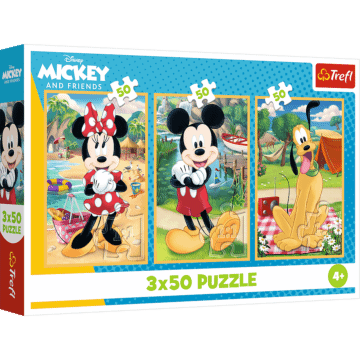 Puzzle Disney 3 x 50 el. Myszki na wakacjach - opakowanie