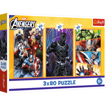 Puzzle Marvel 3 x 80 el. Dni pełne akcji - opakowanie