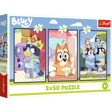 Puzzle Bluey 3 x 50 el. Rodzina Bluey - opakowanie