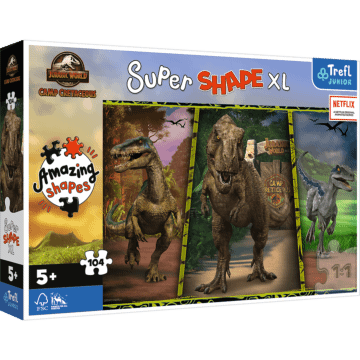 Puzzle Super Shape XL Jurassic World 60 el. Kolorowe dinozaury | Trefl - opakowanie