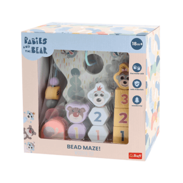 Wooden toy Babies and the Bear, Bead maze - shapes & numbers