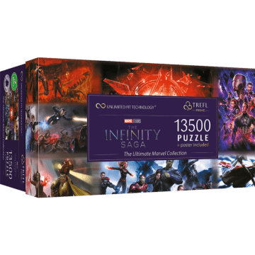 przód opakowania puzzli 13500 elementów o nazwie The Unlimate Marvel Collection 