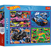 Puzzle Hot Wheels 4 x 250 el. Wyścigowe auta