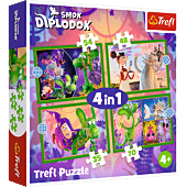 Puzzle 4w1 Smok Diplodok, Świat Smoka Diplodoka